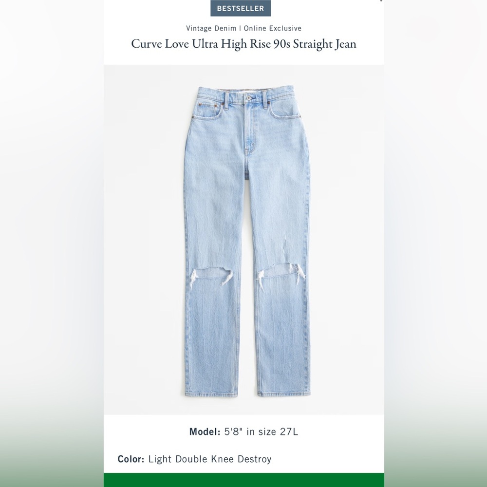 Abercrombie curve love 90s straight ultra high rise 28Long